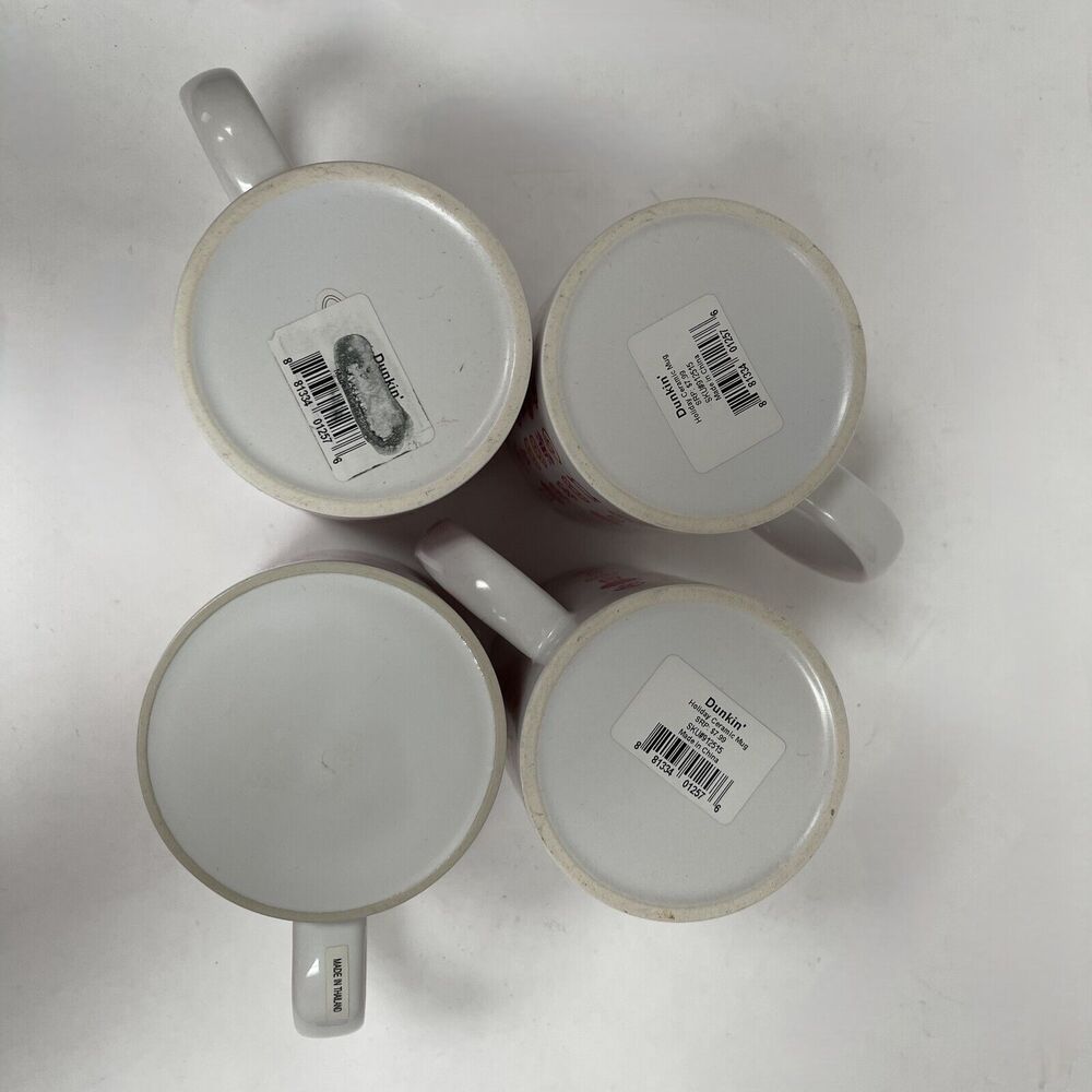 Dunkin Donuts Holiday Coffee Cups Mugs White Pink Orange Multicolor Lot of 4 - Picture 9 of 9